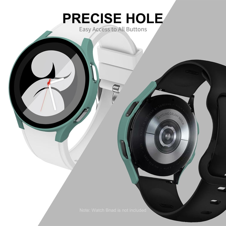 ENKAY Hat-Prince Full Coverage PC Frame + Tempered Glass Protector Composite Case for Samsung Galaxy Watch4 44mm(White) - Watch Cases by ENKAY | Online Shopping South Africa | PMC TechLife | Buy Now Pay Later Mobicred