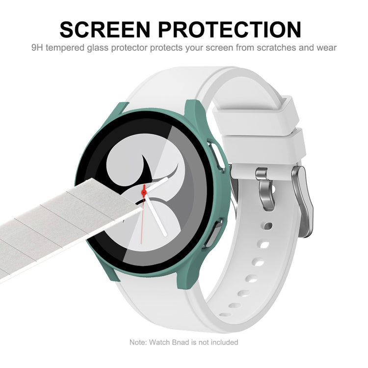 ENKAY Hat-Prince Full Coverage PC Frame + Tempered Glass Protector Composite Case for Samsung Galaxy Watch4 44mm(White) - Watch Cases by ENKAY | Online Shopping South Africa | PMC TechLife | Buy Now Pay Later Mobicred