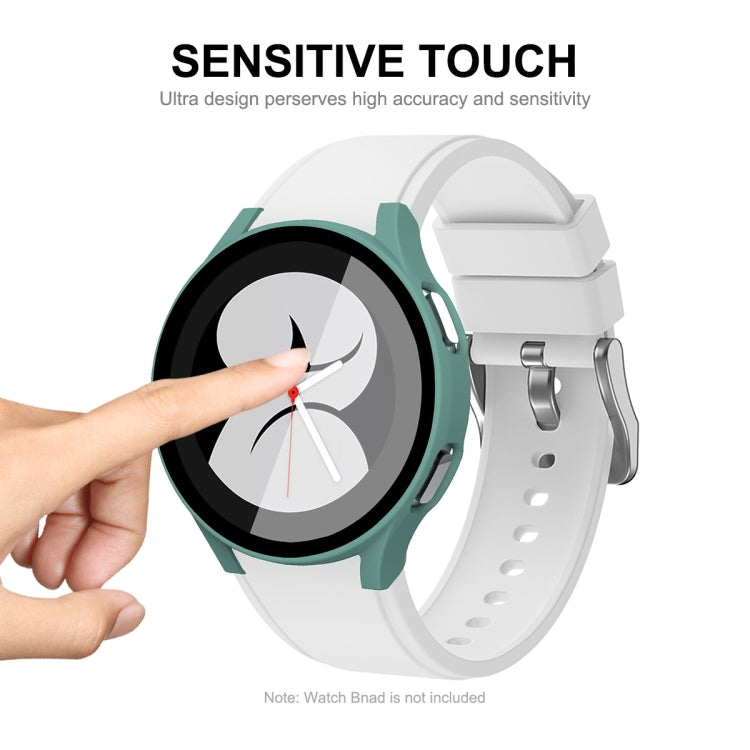 ENKAY Hat-Prince Full Coverage PC Frame + Tempered Glass Protector Composite Case for Samsung Galaxy Watch4 44mm(Green) - Watch Cases by ENKAY | Online Shopping South Africa | PMC TechLife | Buy Now Pay Later Mobicred