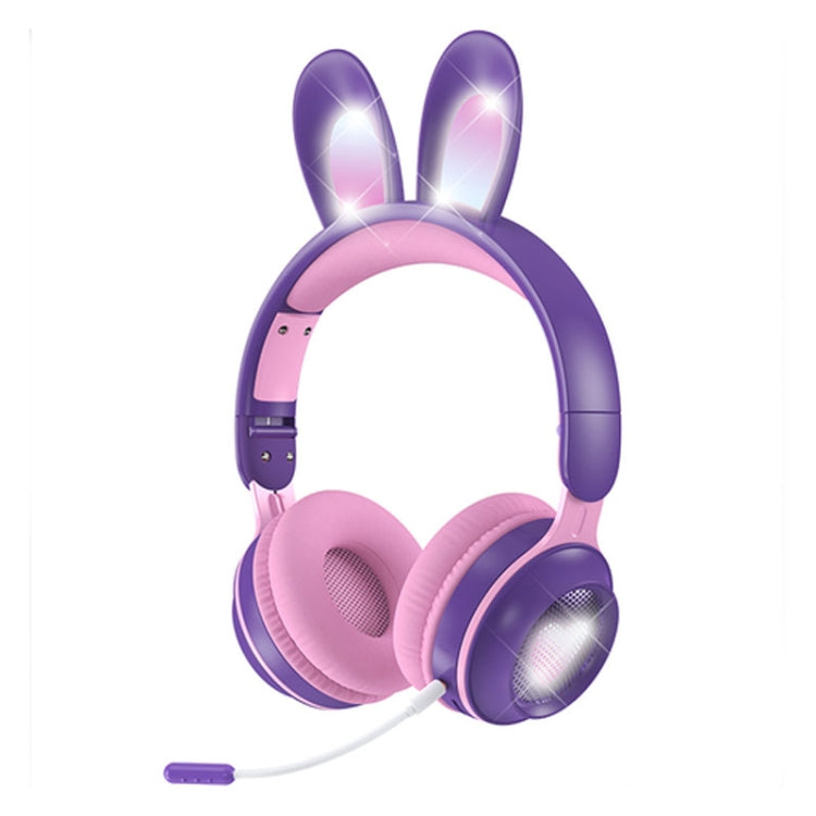 KE-01 Rabbit Ear Wireless Bluetooth 5.0 Stereo Music Foldable Headset with Mic For PC(Taro Purple) - Headset & Headphone by PMC TechLife | Online Shopping South Africa | PMC TechLife