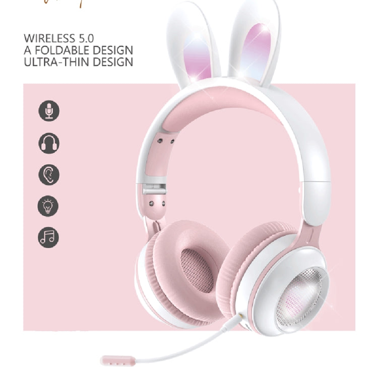 KE-01 Rabbit Ear Wireless Bluetooth 5.0 Stereo Music Foldable Headset with Mic For PC(Ivory White) - Headset & Headphone by PMC TechLife | Online Shopping South Africa | PMC TechLife
