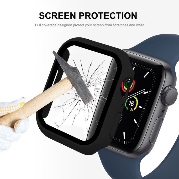 ENKAY Hat-Prince 2 in 1 PC Frame + 9H Tempered Glass Protector Full Coverage Case For Apple Watch Series 8 / 7 41mm(Black) - Watch Cases by ENKAY | Online Shopping South Africa | PMC TechLife | Buy Now Pay Later Mobicred