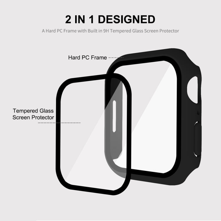 ENKAY Hat-Prince 2 in 1 PC Frame + 9H Tempered Glass Protector Full Coverage Case For Apple Watch Series 8 / 7 45mm(White) - free shipping - PMC TechLife - Order now!