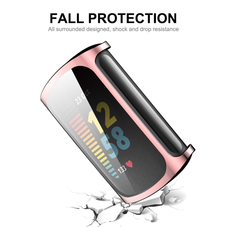 For Fitbit Charge 5/ Charge 6 ENKAY Hat-Prince Full Coverage Electroplated Soft TPU Case Scratch Resistant Cover(Pink) - free shipping - PMC TechLife - Order now!