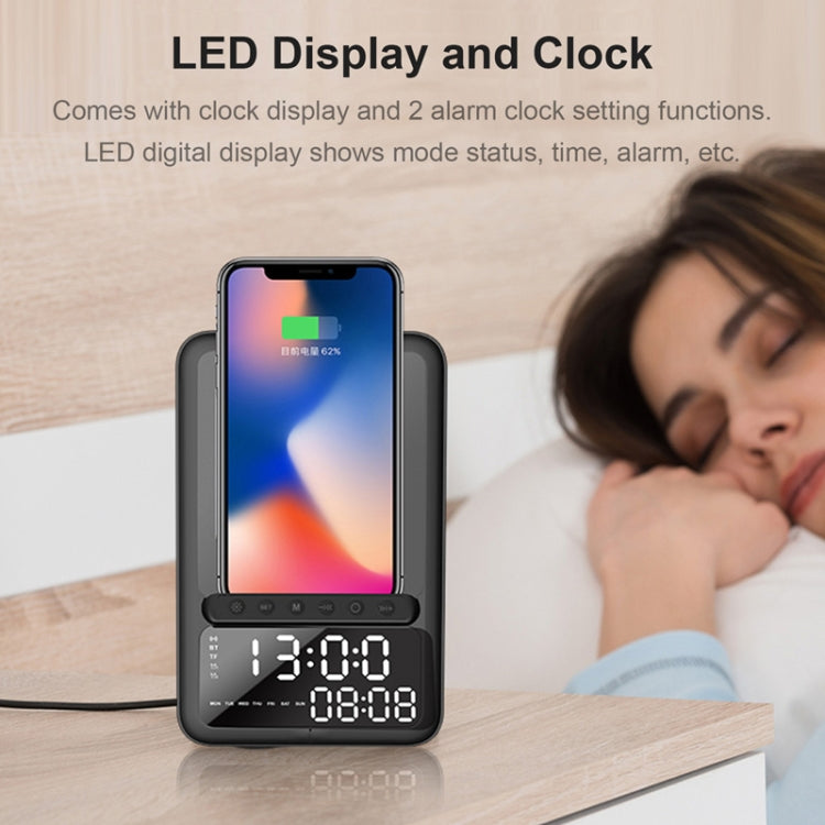 AEC BT512 Multifunctional Bluetooth Speaker 10W Wireless Charger LED Desktop Electronic Alarm Clock - free shipping - PMC TechLife - Order now!