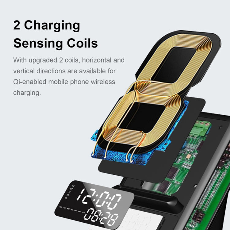 AEC BT512 Multifunctional Bluetooth Speaker 10W Wireless Charger LED Desktop Electronic Alarm Clock - free shipping - PMC TechLife - Order now!