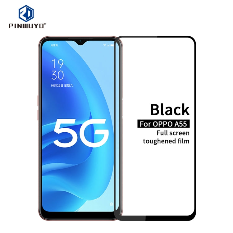 For OPPO A55 4G PINWUYO 9H 2.5D Full Screen Tempered Glass Film(Black) - OPPO Tempered Glass by PINWUYO | Online Shopping South Africa | PMC TechLife | Buy Now Pay Later Mobicred