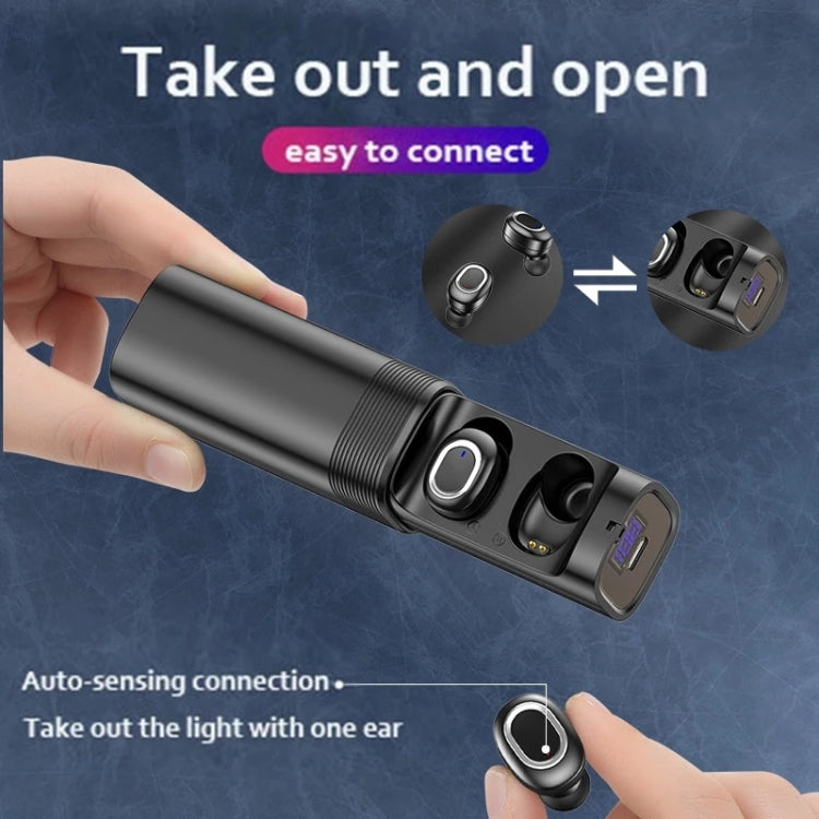 T&G TG909 TWS In-Ear Mini Dual Channel Stereo Bluetooth Earphones with LED Display(Black Gold) - Bluetooth Earphone by T&G | Online Shopping South Africa | PMC TechLife