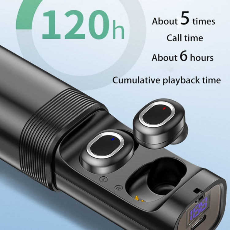 T&G TG909 TWS In-Ear Mini Dual Channel Stereo Bluetooth Earphones with LED Display(Black Silver) - Bluetooth Earphone by T&G | Online Shopping South Africa | PMC TechLife | Buy Now Pay Later Mobicred