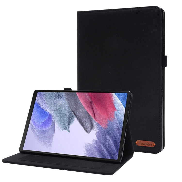 For Samsung Galaxy Tab A8 10.5 2021 Horizontal Flip Fabric PU Leather Tablet Case with Card Slots & Holder(Black) - Other Galaxy Tab PC by PMC TechLife | Online Shopping South Africa | PMC TechLife