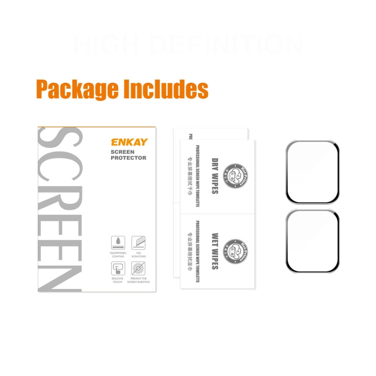2 PCS ENKAY Hat-Prince 3D Curved Edge Full Coverage Full Tempered Glass HD Screen Protector Film For Apple Watch Series 7 45mm(Black) - Screen Protector by ENKAY | Online Shopping South Africa | PMC TechLife | Buy Now Pay Later Mobicred