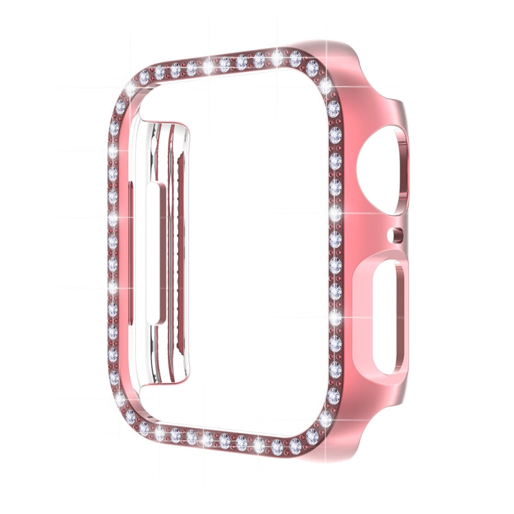 ENKAY Hat-Prince Electroplate PC Diamond Watch Case + Full Coverage Curved PET Screen Protector Film For Apple Watch Series 8 / 7 45mm(Pink) - Watch Cases by ENKAY | Online Shopping South Africa | PMC TechLife | Buy Now Pay Later Mobicred