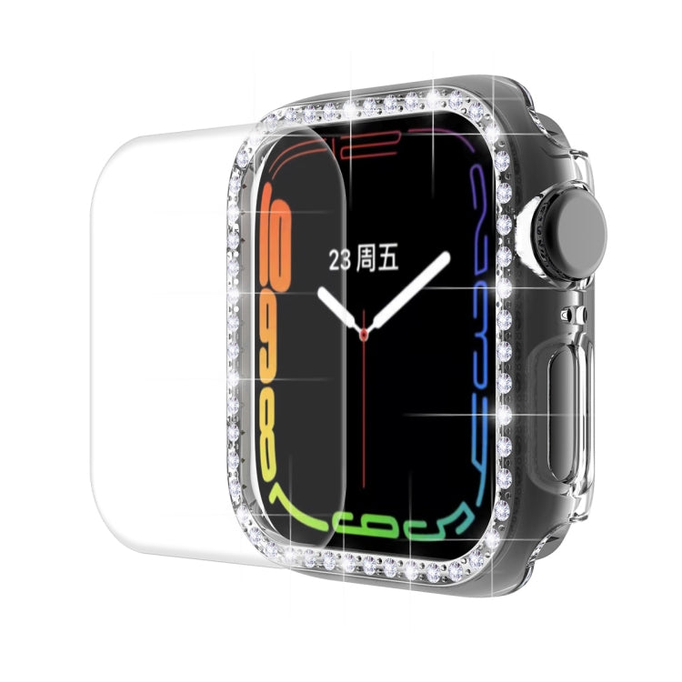 ENKAY Hat-Prince Electroplate PC Diamond Watch Case + Full Coverage Curved PET Screen Protector Film For Apple Watch Series 8 / 7 45mm(Transparent) - Watch Cases by ENKAY | Online Shopping South Africa | PMC TechLife | Buy Now Pay Later Mobicred