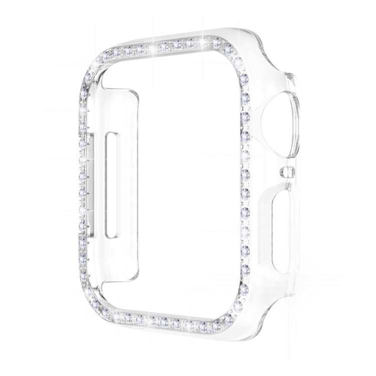 ENKAY Hat-Prince Electroplate PC Diamond Watch Case + Full Coverage Curved PET Screen Protector Film For Apple Watch Series 8 / 7 45mm(Transparent) - Watch Cases by ENKAY | Online Shopping South Africa | PMC TechLife | Buy Now Pay Later Mobicred