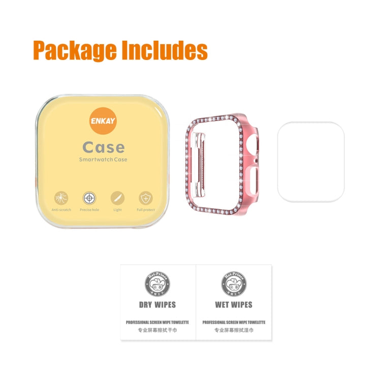 ENKAY Hat-Prince Electroplate PC Diamond Watch Case + Full Coverage Curved PET Screen Protector Film For Apple Watch Series 8 / 7 45mm(Rose Gold) - Watch Cases by ENKAY | Online Shopping South Africa | PMC TechLife | Buy Now Pay Later Mobicred