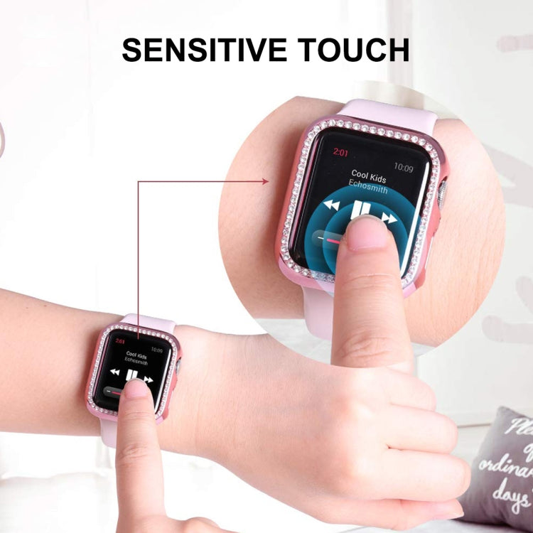 ENKAY Hat-Prince Electroplate PC Diamond Watch Case + Full Coverage Curved PET Screen Protector Film For Apple Watch Series 8 / 7 41mm(Black) - Watch Cases by ENKAY | Online Shopping South Africa | PMC TechLife | Buy Now Pay Later Mobicred