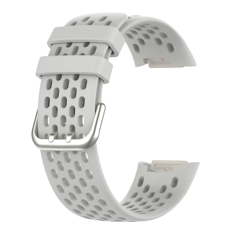 For Fitbit Charge 5 Monochromatic Breathable Silicone Watch Band(Moon White) - Watch Bands by PMC TechLife | Online Shopping South Africa | PMC TechLife | Buy Now Pay Later Mobicred