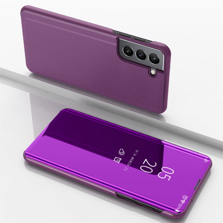 For Samsung Galaxy S22 Plus 5G Plated Mirror Horizontal Flip Leather Case with Holder(Purple) - free shipping - PMC TechLife - Order now!