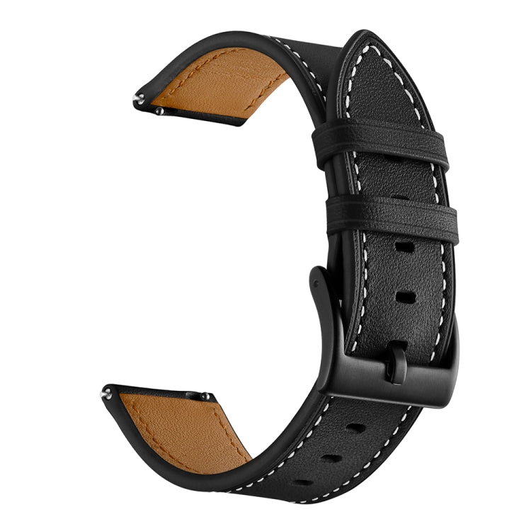 For Huawei Watch GT3 46mm / Watch GT Runner First Layer Leather Sewing Thread Watch Band (Black) - Watch Bands by PMC TechLife | Online Shopping South Africa | PMC TechLife | Buy Now Pay Later Mobicred
