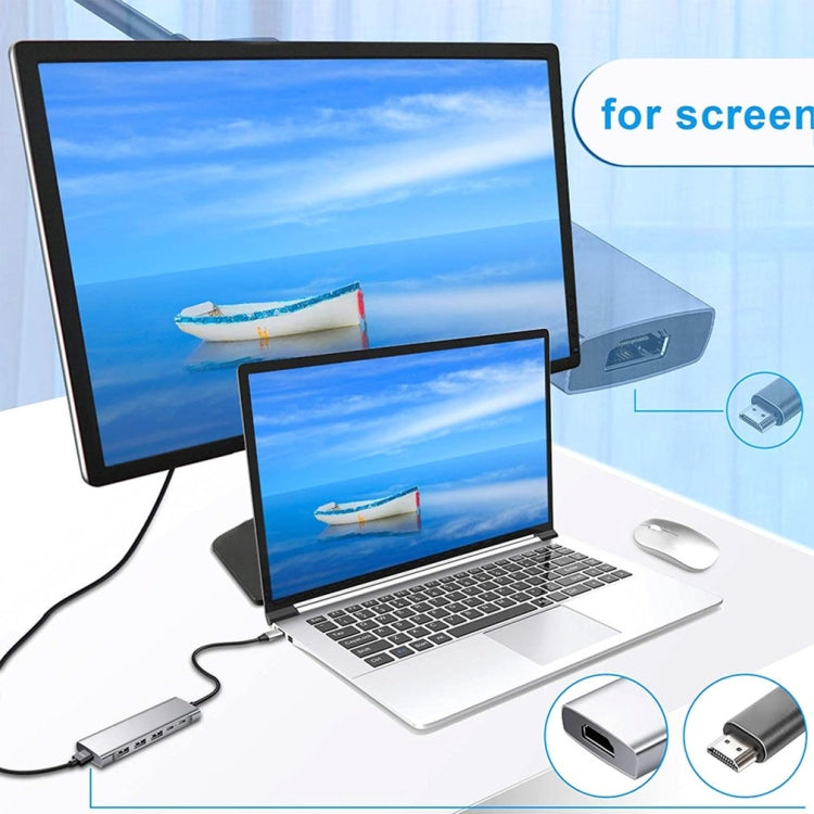 9-in-1 USB Type-C to HDMI+USB3.0x3+Type-C+PD+SD/TF+Audio HUB Adapter - USB HUB by PMC TechLife | Online Shopping South Africa | PMC TechLife | Buy Now Pay Later Mobicred