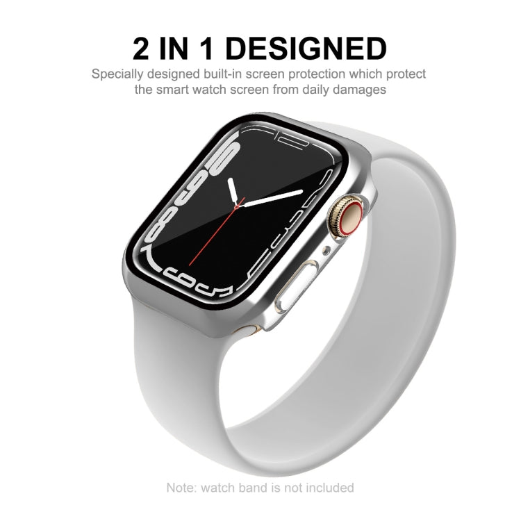 For Apple Watch Series 8 / 7 41mm ENKAY Hat-Prince 2 in 1 PC Frame + 9H Tempered Glass Case(Silver) - Watch Cases by ENKAY | Online Shopping South Africa | PMC TechLife | Buy Now Pay Later Mobicred
