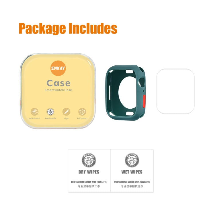 ENKAY  TPU Case  + Full Coverage PET Screen Protector For Apple Watch Series 8 / 7 45mm(Green) - free shipping - PMC TechLife - Order now!