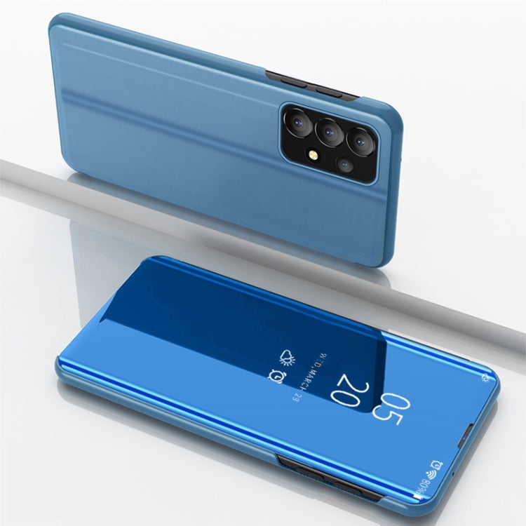 For Samsung Galaxy A73 5G Plated Mirror Flip Leather Case with Holder(Blue) - Galaxy Phone Cases by PMC TechLife | Online Shopping South Africa | PMC TechLife | Buy Now Pay Later Mobicred