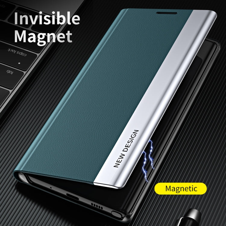 For Samsung Galaxy A73 5G Side Electroplated Magnetic Flip Leather Case with Holder(Green) - Galaxy Phone Cases by PMC TechLife | Online Shopping South Africa | PMC TechLife | Buy Now Pay Later Mobicred