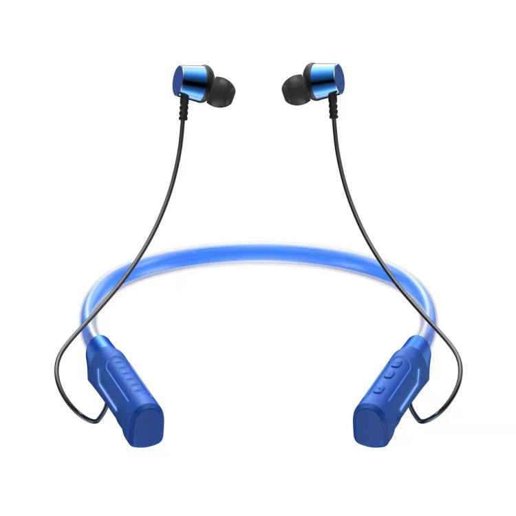 JG4 Flashing LED Neck-mounted Stereo Bluetooth Wireless Earphone(Blue) - Neck-mounted Earphone by PMC TechLife | Online Shopping South Africa | PMC TechLife