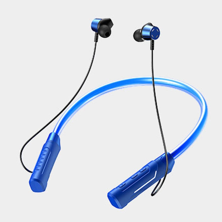 JG4 Flashing LED Neck-mounted Stereo Bluetooth Wireless Earphone(Blue) - Neck-mounted Earphone by PMC TechLife | Online Shopping South Africa | PMC TechLife