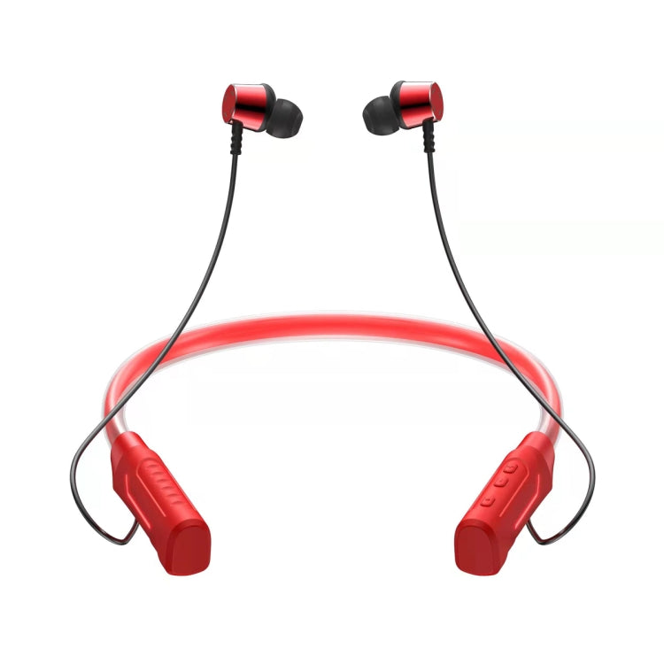 JG4 Flashing LED Neck-mounted Stereo Bluetooth Wireless Earphone(Red) - Neck-mounted Earphone by PMC TechLife | Online Shopping South Africa | PMC TechLife