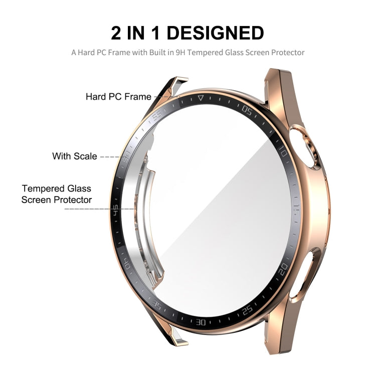 For Huawei Watch GT 3 46mm ENKAY PC Frame + Tempered Glass Protector Case With Scale(Rose Gold) - Watch Cases by ENKAY | Online Shopping South Africa | PMC TechLife | Buy Now Pay Later Mobicred