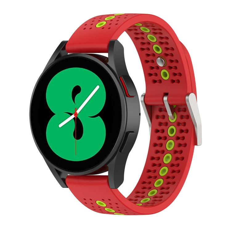 For Samsung Galaxy Watch4 40mm Two-Color Silicone Breathable Watch Band(Red+Green) - Watch Bands by PMC TechLife | Online Shopping South Africa | PMC TechLife | Buy Now Pay Later Mobicred