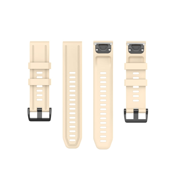 Compatible with Garmin Fenix 6S Pro Pure Color Silicone Watch Band(Beige) - Watch Bands by PMC TechLife | Online Shopping South Africa | PMC TechLife | Buy Now Pay Later Mobicred