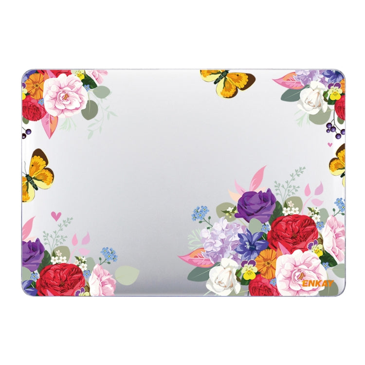 ENKAY Flower Series Pattern Laotop Protective Crystal Case For MacBook Pro 13.3 inch A1706 / A1708 / A1989 / A2159(Rose) - MacBook Pro Cases by ENKAY | Online Shopping South Africa | PMC TechLife | Buy Now Pay Later Mobicred