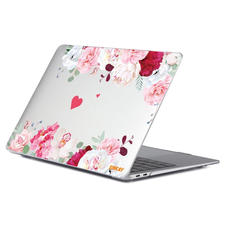 ENKAY Flower Series Pattern Laotop Protective Crystal Case For MacBook Pro 13.3 inch A1706 / A1708 / A1989 / A2159(Peony) - MacBook Pro Cases by ENKAY | Online Shopping South Africa | PMC TechLife