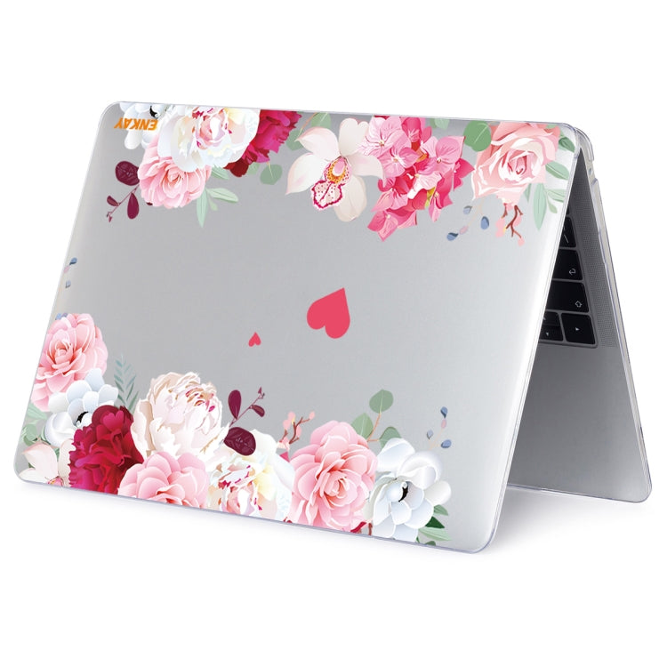 ENKAY Flower Series Pattern Laotop Protective Crystal Case For MacBook Pro 13.3 inch A1706 / A1708 / A1989 / A2159(Peony) - MacBook Pro Cases by ENKAY | Online Shopping South Africa | PMC TechLife