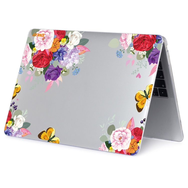 ENKAY Flower Series Pattern Laotop Protective Crystal Case For MacBook Air 13.3 inch A1932 / A2179 / A2337(Rose) - MacBook Air Cases by ENKAY | Online Shopping South Africa | PMC TechLife | Buy Now Pay Later Mobicred
