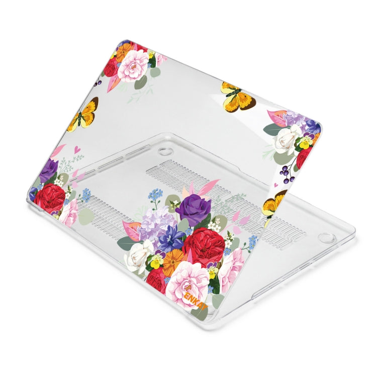 ENKAY Flower Series Pattern Laotop Protective Crystal Case For MacBook Pro 14.2 inch A2442 (2021)(Rose) - MacBook Pro Cases by ENKAY | Online Shopping South Africa | PMC TechLife | Buy Now Pay Later Mobicred
