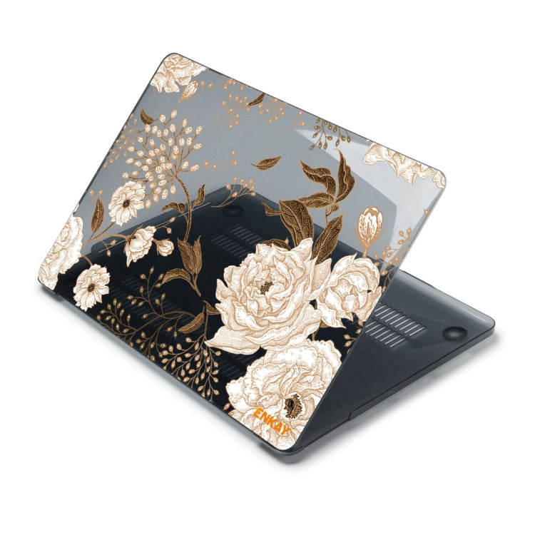 ENKAY Vintage Pattern Series Laotop Protective Crystal Case For MacBook Pro 13.3 inch A1706 / A1708 / A1989 / A2159(Golden Peony) - MacBook Pro Cases by ENKAY | Online Shopping South Africa | PMC TechLife | Buy Now Pay Later Mobicred