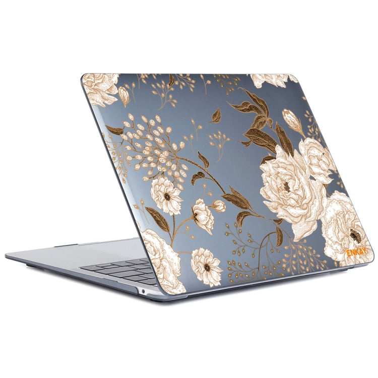 ENKAY Vintage Pattern Series Laotop Protective Crystal Case For MacBook Pro 13.3 inch A1706 / A1708 / A1989 / A2159(Golden Peony) - MacBook Pro Cases by ENKAY | Online Shopping South Africa | PMC TechLife | Buy Now Pay Later Mobicred
