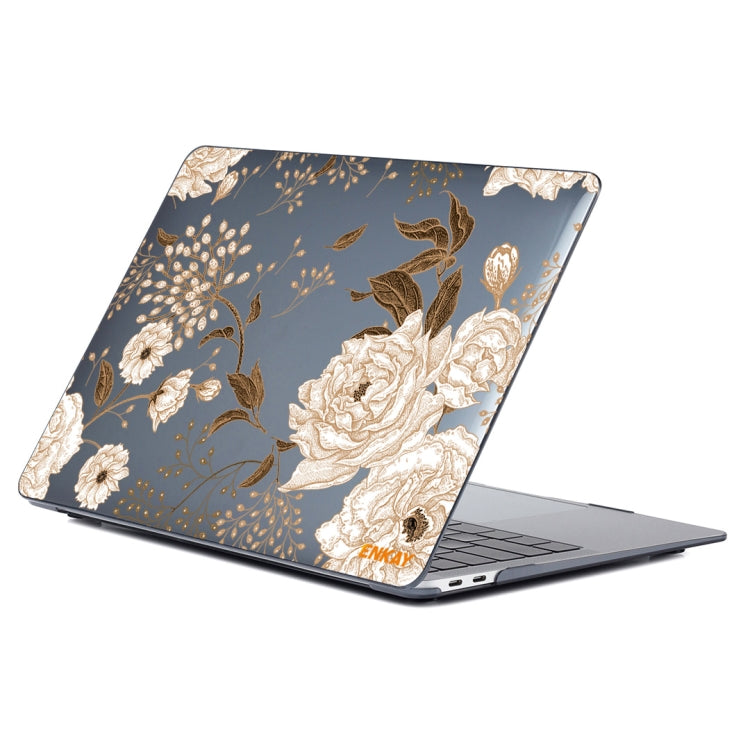 ENKAY Vintage Pattern Series Laotop Protective Crystal Case For MacBook Pro 13.3 inch A2251 / A2289 / A2338 2020(Golden Peony) - MacBook Pro Cases by ENKAY | Online Shopping South Africa | PMC TechLife