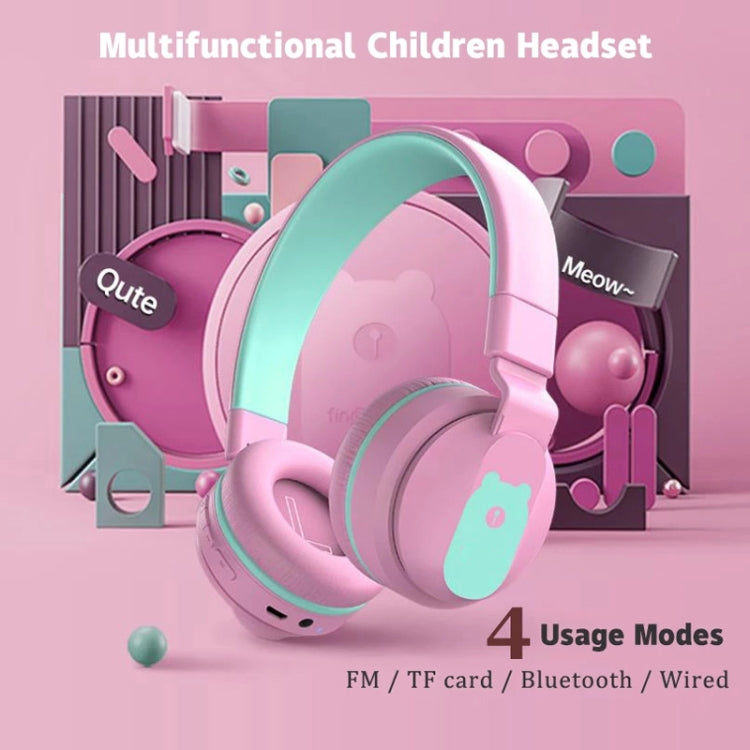BOBo+ Adults & Kids Cute Bluetooth 5.0 Bass Noise Cancelling Headset with Mic(Pink) - Headset & Headphone by PMC TechLife | Online Shopping South Africa | PMC TechLife