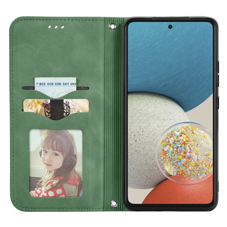 For Samsung Galaxy A73 5G Retro Skin Feel Magnetic Horizontal Flip Leather Phone Case(Green) - Galaxy Phone Cases by PMC TechLife | Online Shopping South Africa | PMC TechLife | Buy Now Pay Later Mobicred