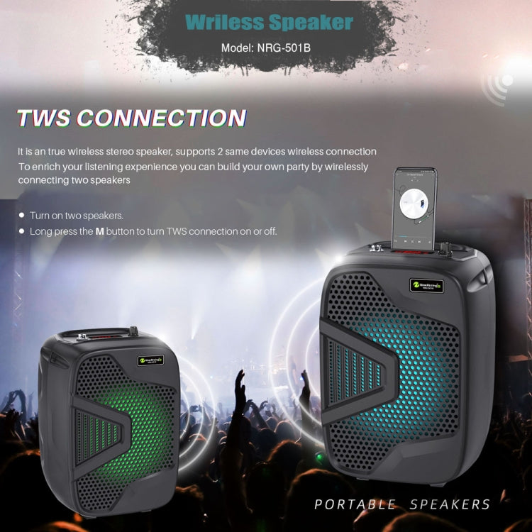 NewRixing NRG501B Outdoor Karaoke Wireless Speaker High-Power Audio Amplifier With Mic - free shipping - PMC TechLife - Order now!
