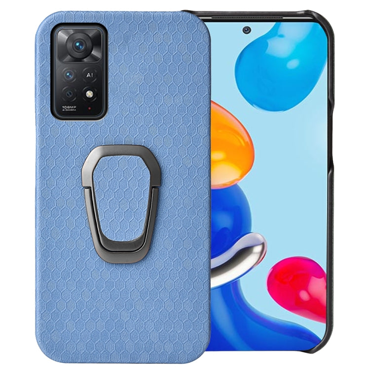 For Xiaomi Redmi Note 11 Pro Global Ring Holder Honeycomb PU Phone Case(Light Blue) - free shipping - PMC TechLife - Order now!