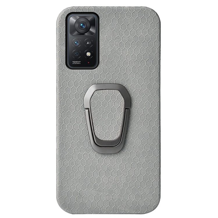 For Xiaomi Redmi Note 11 Pro Global Ring Holder Honeycomb PU Phone Case(Grey) - Xiaomi Cases by PMC TechLife | Online Shopping South Africa | PMC TechLife | Buy Now Pay Later Mobicred