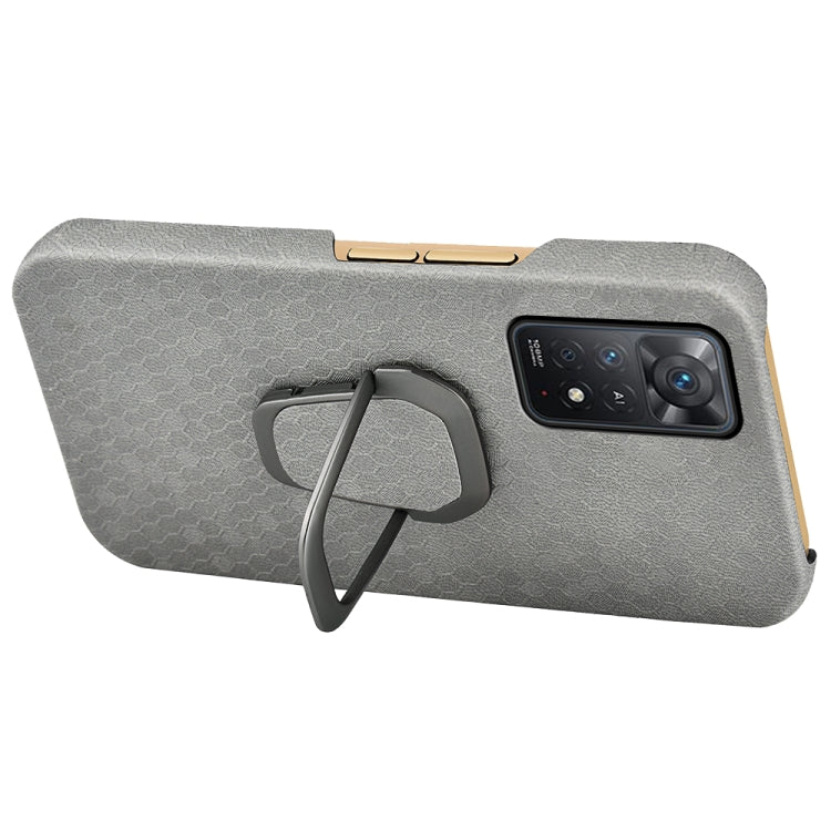 For Xiaomi Redmi Note 11 Pro Global Ring Holder Honeycomb PU Phone Case(Grey) - Xiaomi Cases by PMC TechLife | Online Shopping South Africa | PMC TechLife | Buy Now Pay Later Mobicred