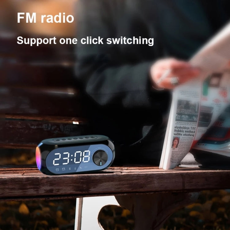 AEC S8 Alarm Clock Bluetooth Speakers with LED Light Support TF / FM(White) - Desktop Speaker by AEC | Online Shopping South Africa | PMC TechLife | Buy Now Pay Later Mobicred