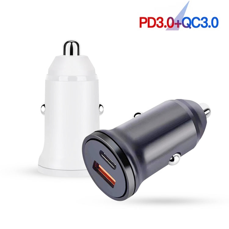 WKN-707 PD 20W USB-C / Type-C + QC 3.0 25W USB Mini Car Charger with USB-C / Type-C to 8 Pin Data Cable, Cable Length: 1m(White) - Car Charger by PMC TechLife | Online Shopping South Africa | PMC TechLife